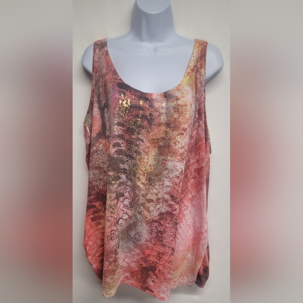 Lane Bryant 18/20 Tank Top Lightweight Earthtones Metallic Animal Print